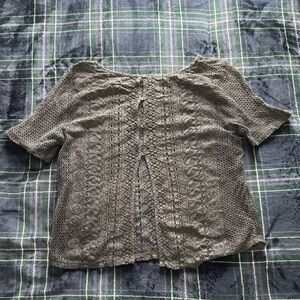 Dark Grey floral Lace American Eagle outfitters button up Top size M